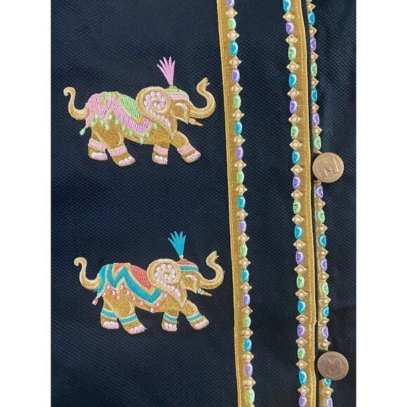 Vintage Bob Mackie Elephant Embroidered Werable Art Button Front Evening Jacket - Picture 2 of 13